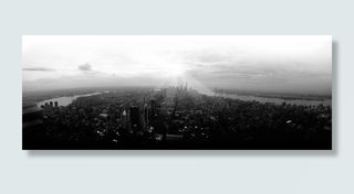 黑白、天空、视图、天际线、纽约、城市、建筑物、摩天大楼