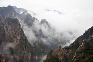 山，有盖，雾，自然，景观，岩石，旅游，黄山