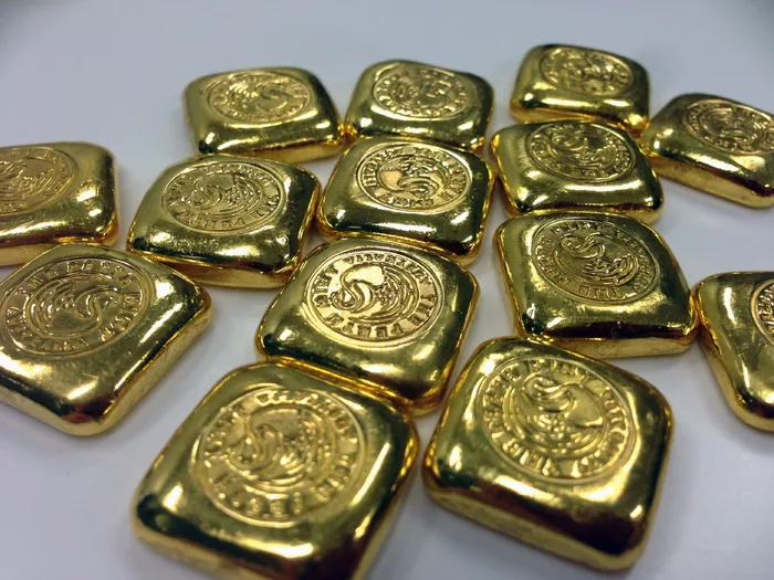 方形金币、黄金、金条、金条、金锭、金条、金属、货币