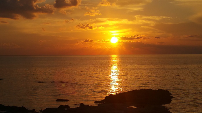 黎明期间的日落，日落，海，日落海，abendstimmung，落日，加勒比海，假日