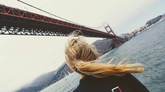 美国旧金山，金门大桥，头发，金发，大桥，创业，梦想