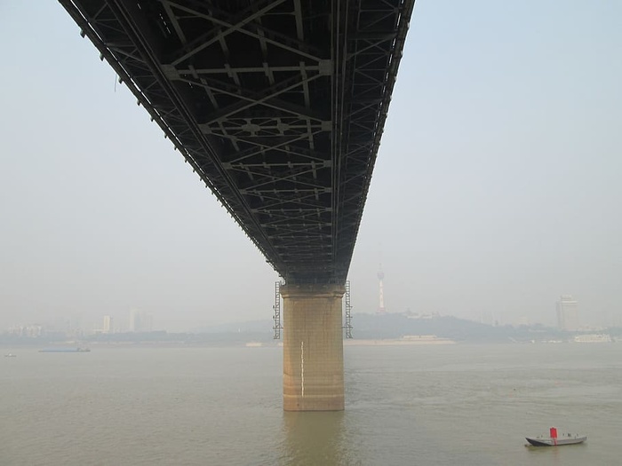 武汉长江大桥，建筑，长江，建筑结构，建筑，雾，水，交通