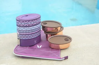 午餐盒，蒂芬，饭盒，静物画，粉红色，无人，蓝色，容器