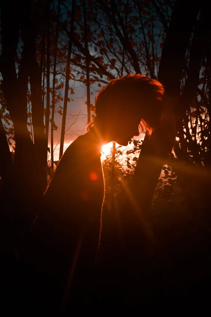 西班牙，阿尔桑达山，日落，秋天，秋天，头发，女孩，树木