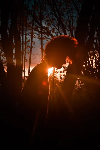 西班牙，阿尔桑达山，日落，秋天，秋天，头发，女孩，树木