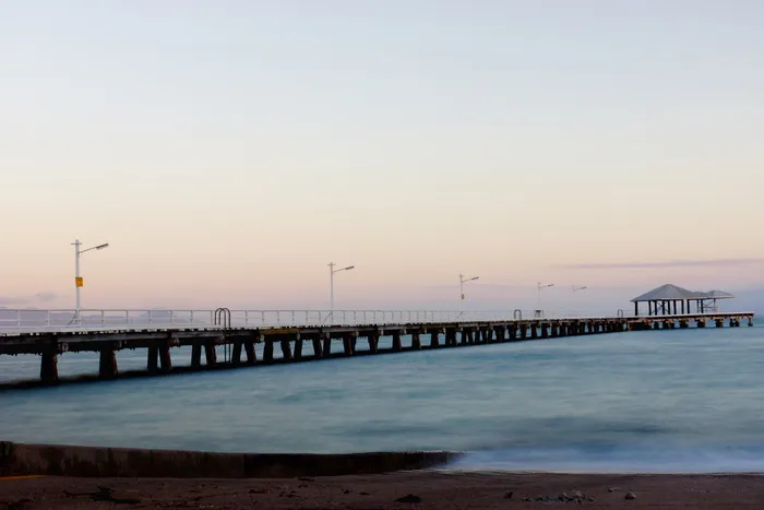 海上码头，车身，水，桥，白，云，码头，码头