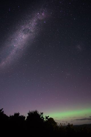 新西兰，斯图尔特岛，北极光，南极光，北极光，北极光，长曝光，星系