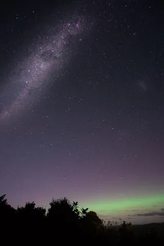 新西兰，斯图尔特岛，北极光，南极光，北极光，北极光，长曝光，星系