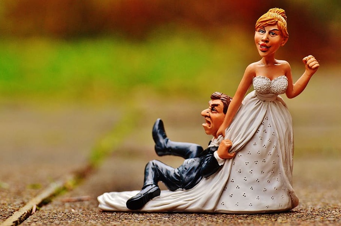 肤浅，聚焦摄影，新娘，新郎雕像，碾碎走道，新郎，强迫，恐慌