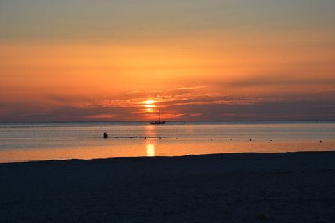 日落，什么，大海，傍晚，黄昏，水，海滩，天空