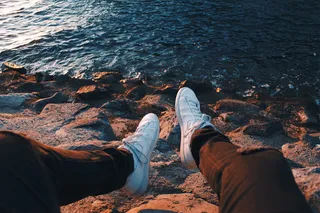 圣地亚哥，湖泊，海滩，射击，鞋子，低处，人腿，水