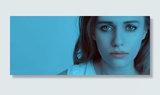 女人，穿着，白色，衬衫，蓝色，背景，悲伤的女孩，哭泣的女孩