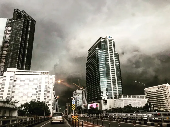 泰国, 曼谷, 黑暗, 风暴, Bkk, 城市, 建设, 雨