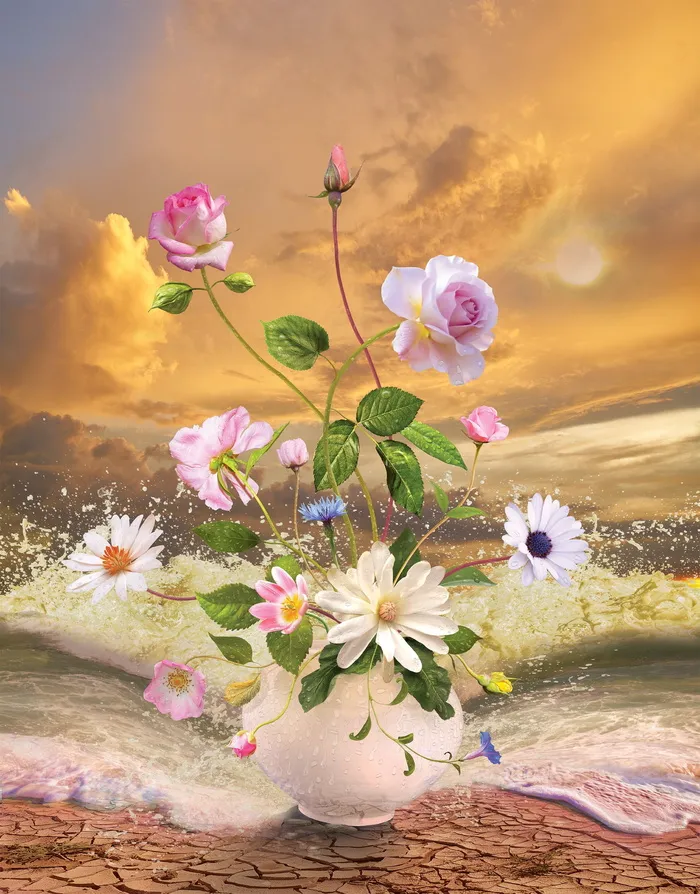 花瓶, 粉红色, 白, 蓝色, 鲜花, 数字, 壁纸, 花