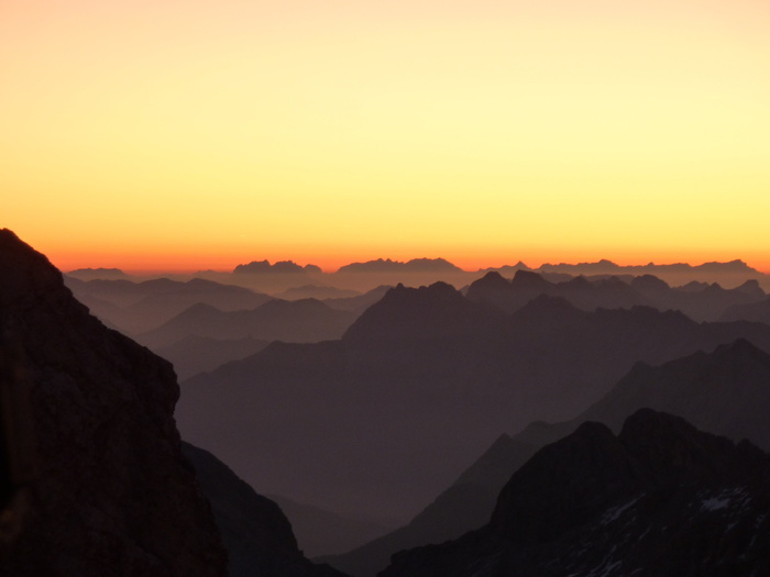 黑色，山脉，地平线，morgenrot，高山全景，日出，高山，景观