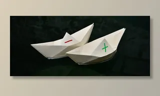 白色，纸船，车身，水，纸船，纸，折叠