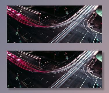 街角红白相间的车灯