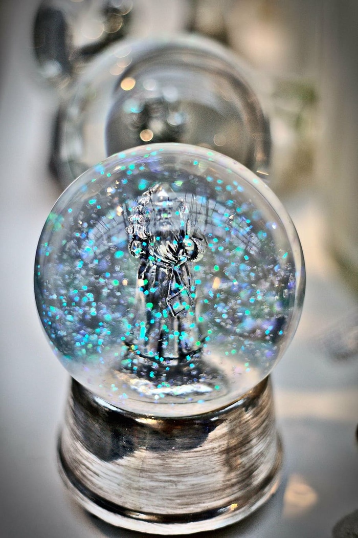 close，photo，圣诞老人雪球，clear，glass，water，globe，design