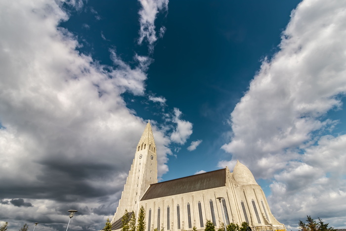 Hallgrimskirkja, 冰岛, 教堂, 雷克雅未克, 全景图, 架构, 城市, 美丽