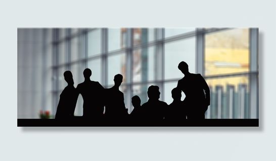 轮廓、人、身后、玻璃窗、商人、团队、团队、合作