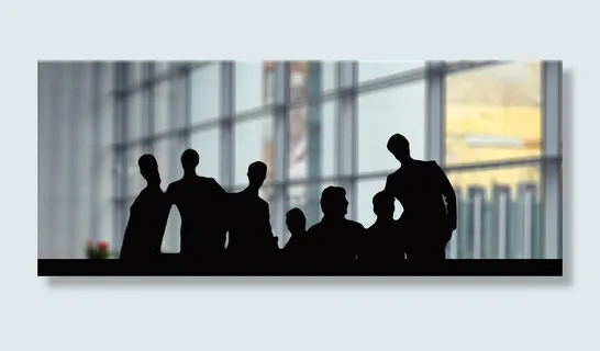 轮廓、人、身后、玻璃窗、商人、团队、团队、合作