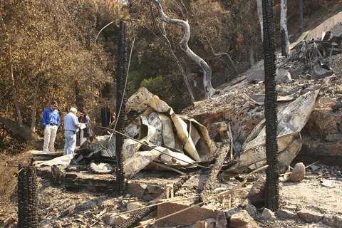 加利福尼亚州大苏尔盆地大火后的野火破坏 加利福尼亚州大苏尔盆地大火后的野火破坏