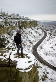 美国,比林斯,雪,路,无人机,人,冬天,蒙大拿州 美国,比林斯,雪,路,无人机,人,冬天,蒙大拿州