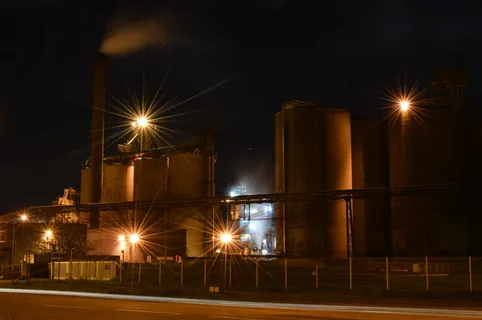 高层建筑, 工厂, 夜, 行业, 光, 机器, 照明, 架构 高层建筑, 工厂, 夜, 行业, 光, 机器, 照明, 架构