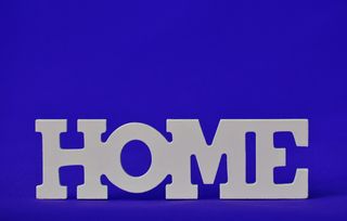 家，在家，运气，放松，蓝色，彩色背景，工作室拍摄，解决方案