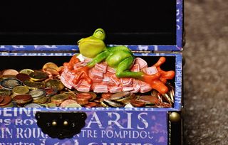 各色硬币，金钱舒缓，睡眠，一堆钱，青蛙，身材，有趣，可爱