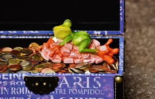 各色硬币，金钱舒缓，睡眠，一堆钱，青蛙，身材，有趣，可爱