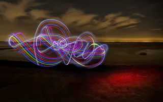 长时间曝光, 光迹, 多色, 照明, 光迹, 天空, 晚上, 运动