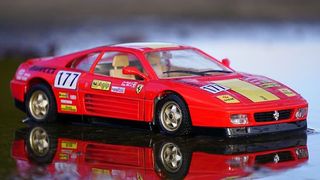 红色、法拉利、testarossa、天平、模型、玩具、镜子、表面