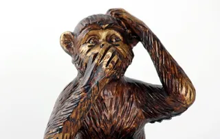 嘴巴，说话，猴子雕像，猴子，不说话，象征，沉默，沉默