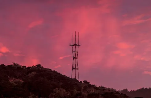 旧金山, 双峰, 美国, 至日, 粉红色的天空, 日落, 苏特罗塔, 天空 旧金山, 双峰, 美国, 至日, 粉红色的天空, 日落, 苏特罗塔, 天空