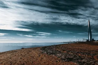 沙，海，天，云，海滩，秋天，建筑物，摩天大楼