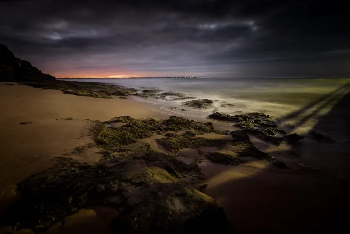 日出，海滩，岩石，云，天空，日出，海滩，旅游，景观
