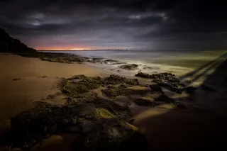 日出，海滩，岩石，云，天空，日出，海滩，旅游，景观