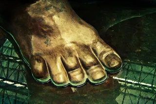 雕塑，坚固，坚韧，基础，脚，你的脚趾，青铜，现代