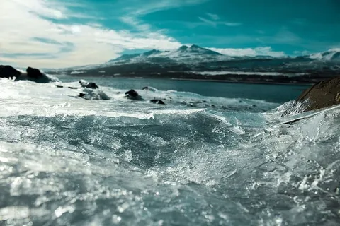 寒冷，冰山，冰岛，海洋，海滩，蓝色，黎明，黄昏