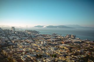 城市, 的, 旧金山, 水, 海洋, 桥梁, 金门大桥, 建筑