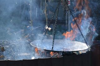 火，烟，燃烧，火焰，木头，锅，中心，黑斯