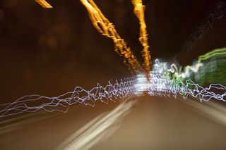 光, 夜, 速度, 黑暗, 汽车, 路, 快, 连接