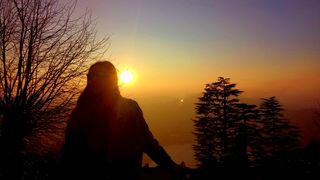 自然，户外，光，耀斑，日落，太阳，天空，人