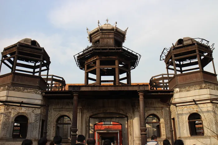 雄伟，故宫博物院，沧桑，建筑，建筑结构，建筑外观，低角度看，天空