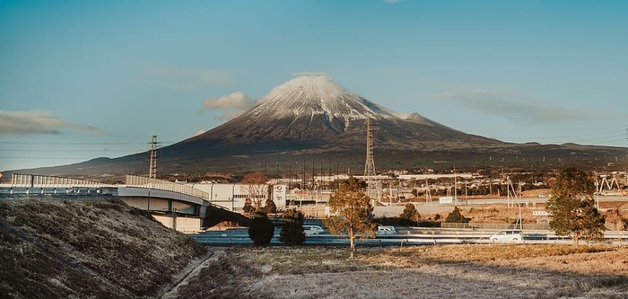 富士山，日本，日落，山，天空，火山，自然，建筑结构