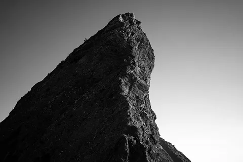 岩石、太阳、阴影、黑、白、渐变、黑白、山