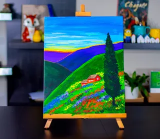 抽象绘画，多色，室内，创意，艺术和工艺，注重前景，没有人，绿色