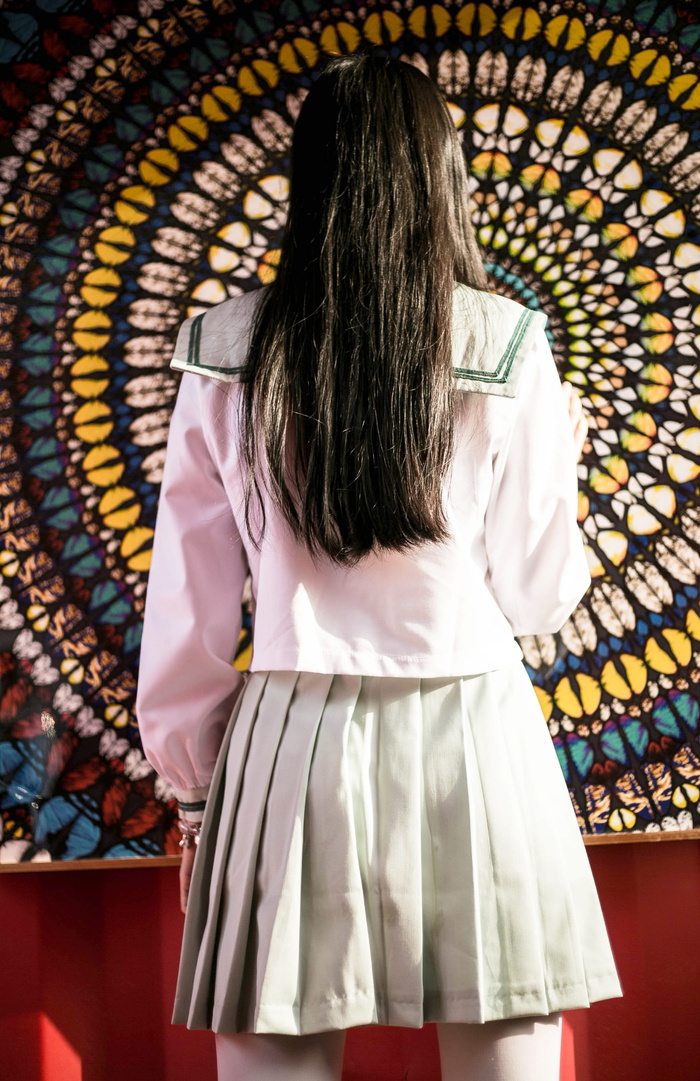 模特，双胞胎展览，深圳，长发，深色，曼陀罗，背景，后视图