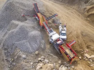 美国，亚特兰大，卡车，分级，砾石，无人机，商业，岩石